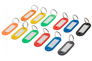 Llaveros de colores de plástico con portatítulos para personalizar