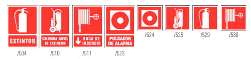 Señales de extición y alarma de incendios normalizadas