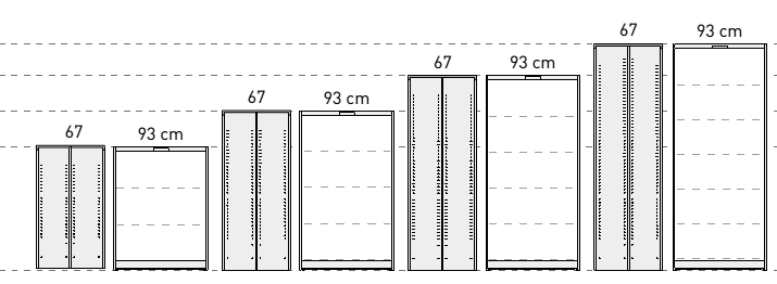 Medidas de las estanterías Class con acceso por ambos lados