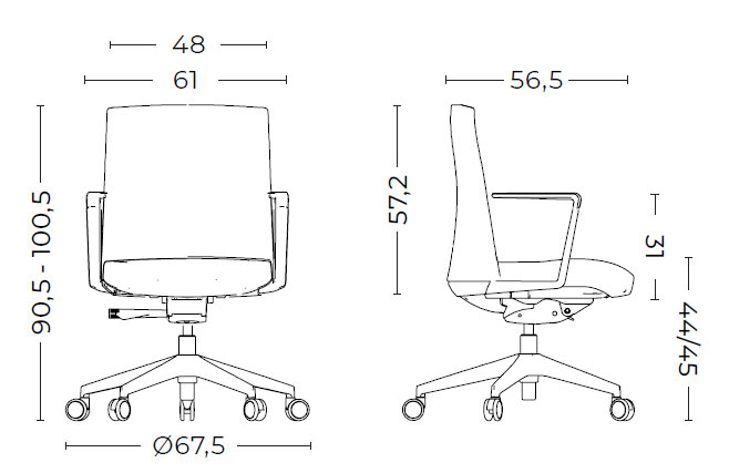 Medidas del sillón Cron con respaldo medio