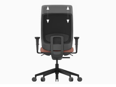 El respaldo de la silla Trim se eleva en altura