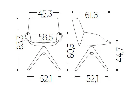 Medidas de silla Noom con estructura piramidal de madera