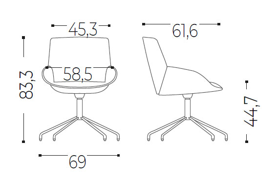 Medidas de la silla Noom 30 con base giratoria
