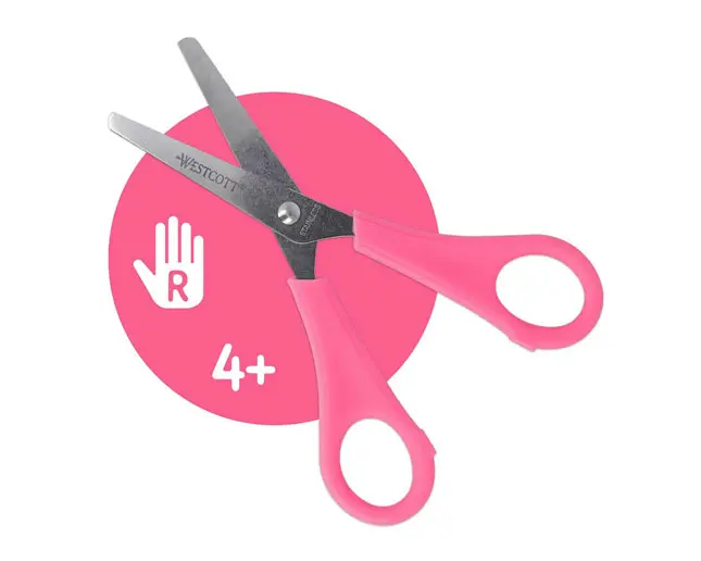Tijeras escolares para niños a partir de 4 años con mango ergonómico