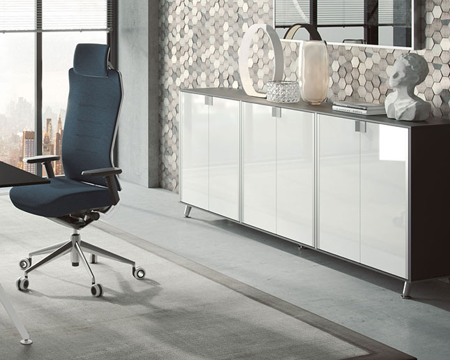 Armario Arkitek con puertas de vidrio blanco