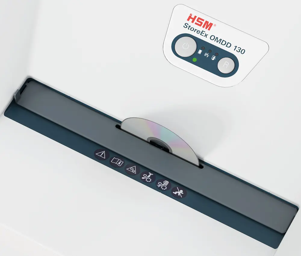 CD introducido en la destructora HSM StoreEx OMDD 130