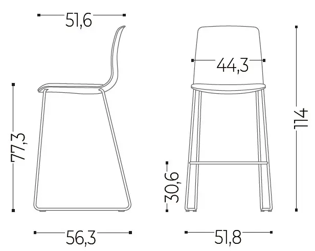 Medidas del taburete Noom con base de patín