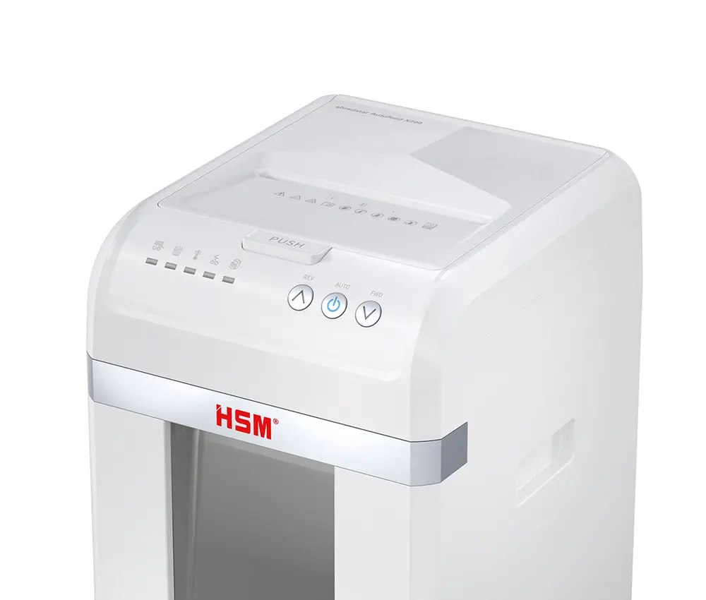 Sistema de ahorro energético con modo de espera automático en destructora HSM shredstar Autofeed X200
