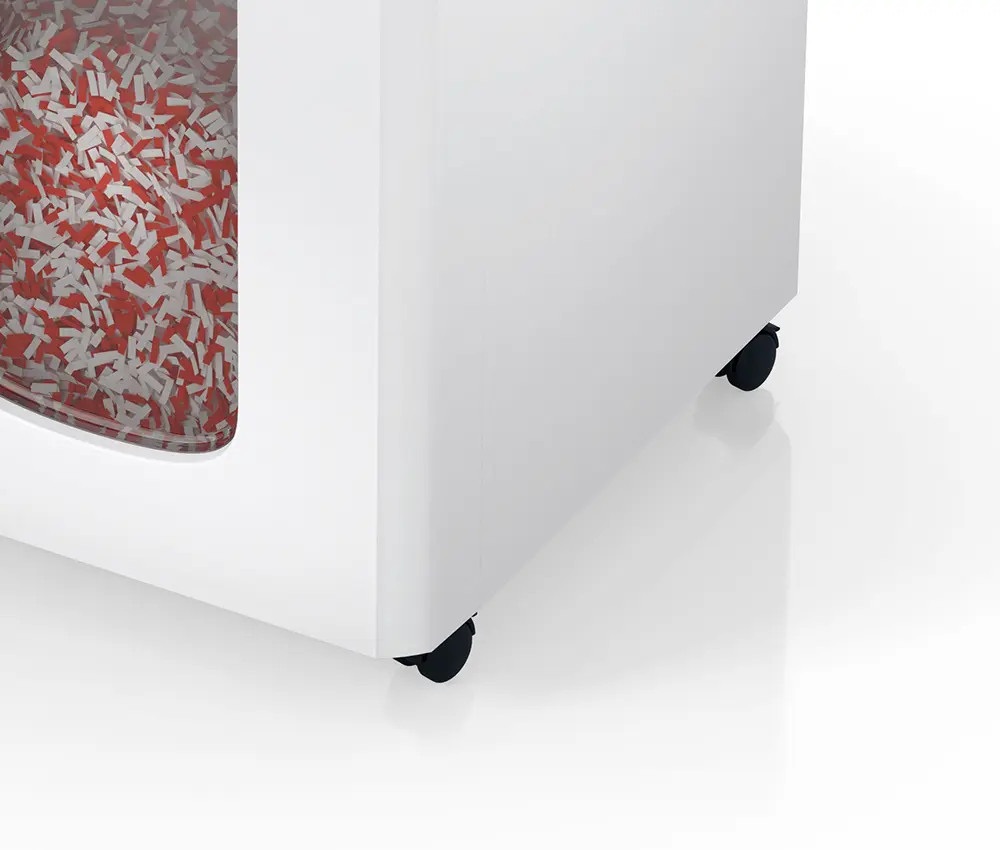 Ruedas con freno de seguridad en destructora de documentos HSM shredstar Autofeed X200