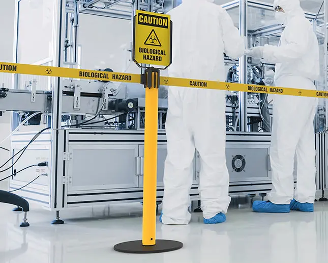 Poste para separar zona de peligro bilógico