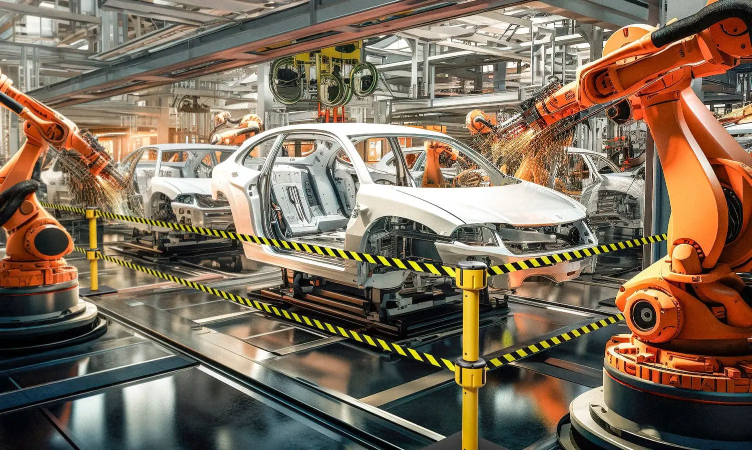 Doble poste separador en fábrica de coches