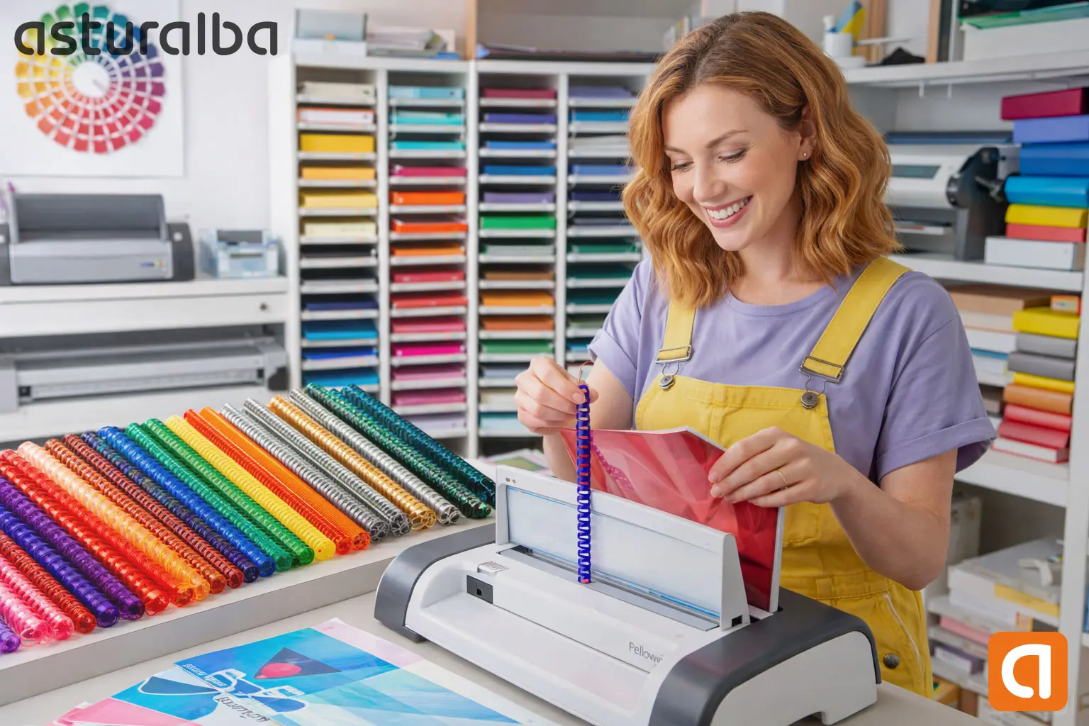 Chica creativa encuadernando