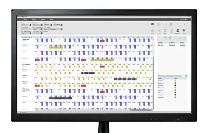 Pantalla de ordenador con planning de trabajo