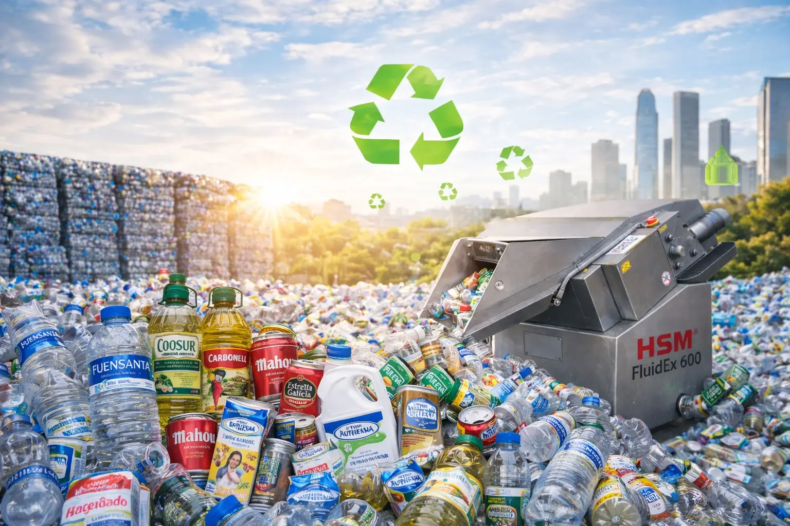 Envases, botellas, garrafas y latas de plástico para reciclar