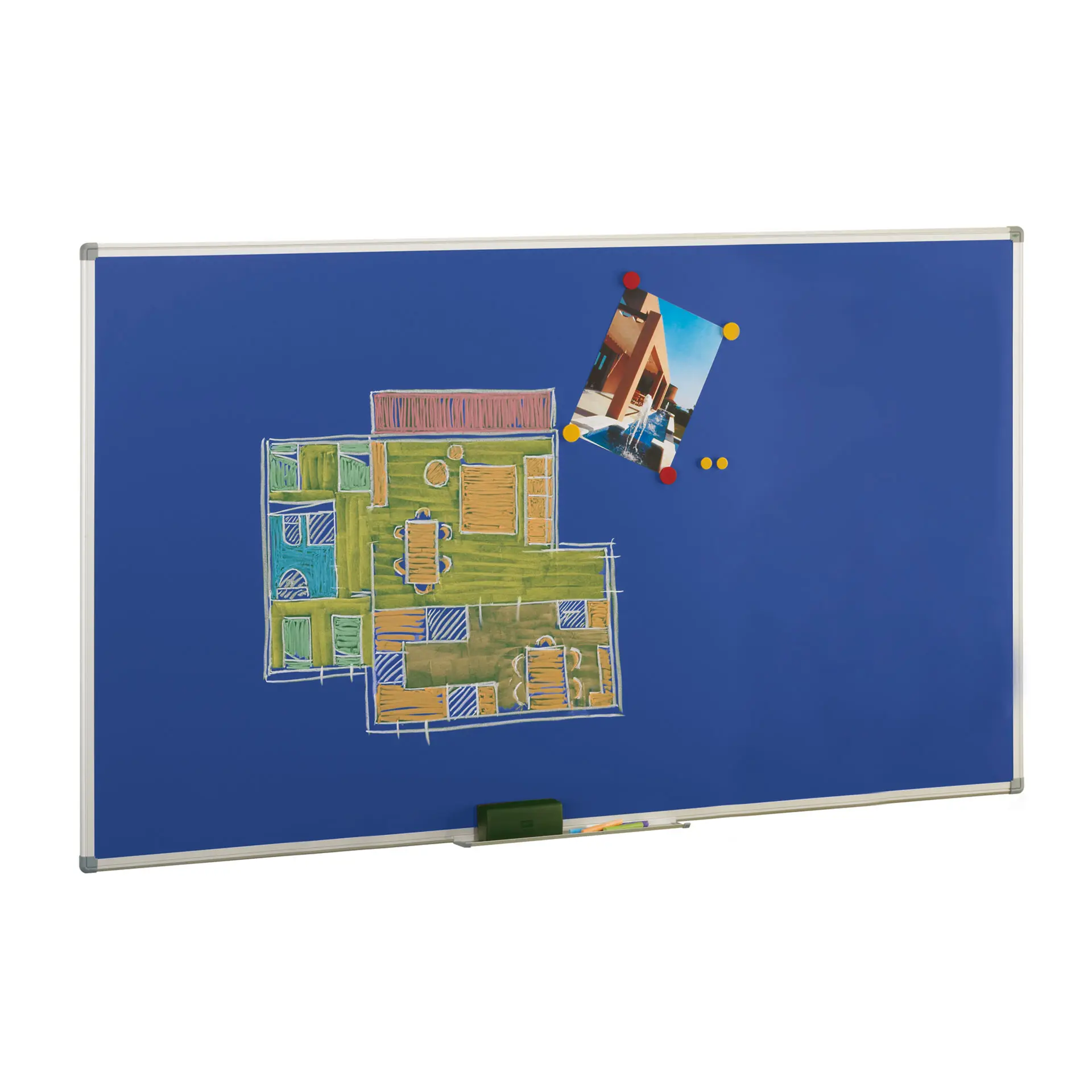 Pizarra de fieltro azul