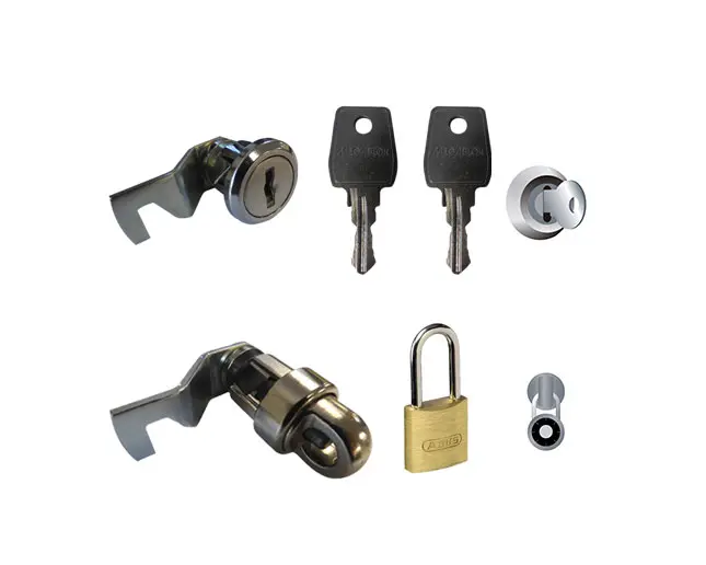 Cerradura con bombín y llaves o pomo para candado