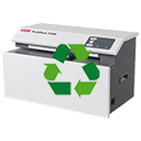 Perforadoras y cortadoras que reciclan las cajas de cartón usadas en material acolchado para proteger y embalar productos frágiles como vidrio o electrónica