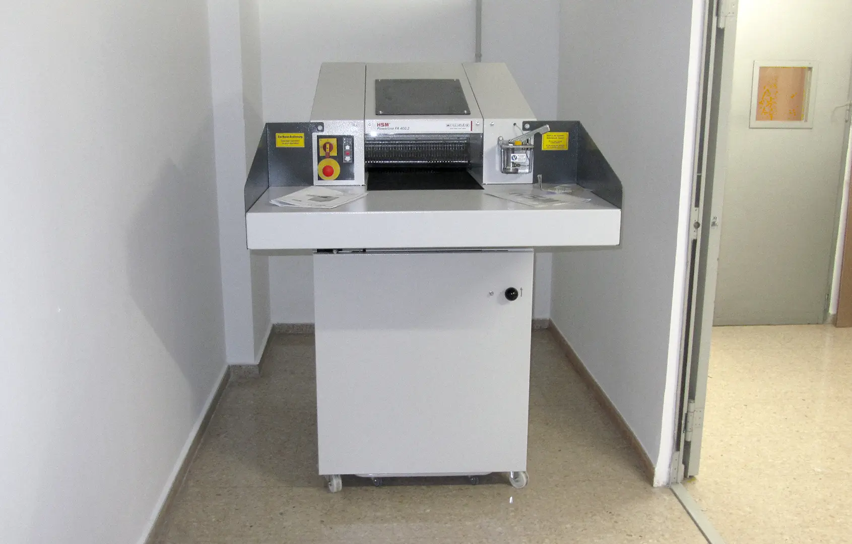 Destructora HSM Powerline FA 400.2 en el Hospital San Agustín