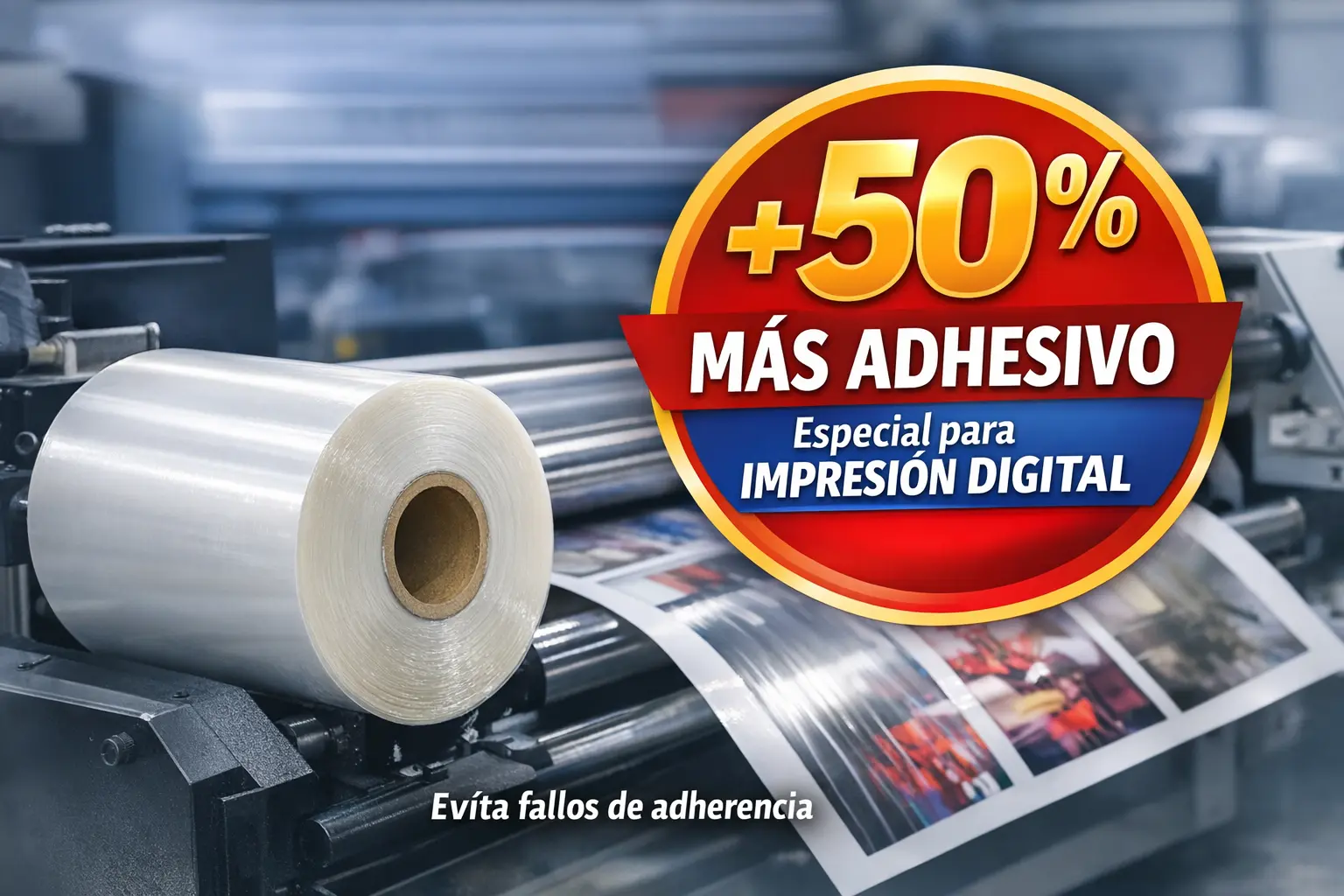 bobina de laminado digital con 50 por ciento más adhesivo para impresión digital en imprenta