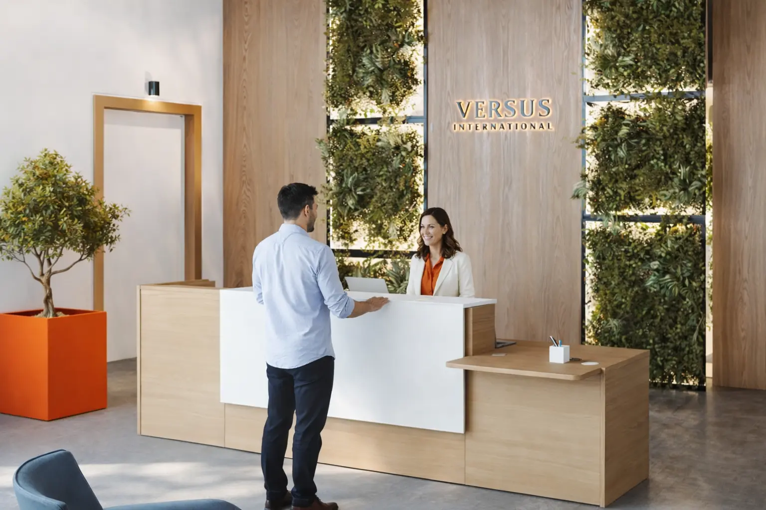 Mostrador de recepción modular configurable con asesoramiento profesional