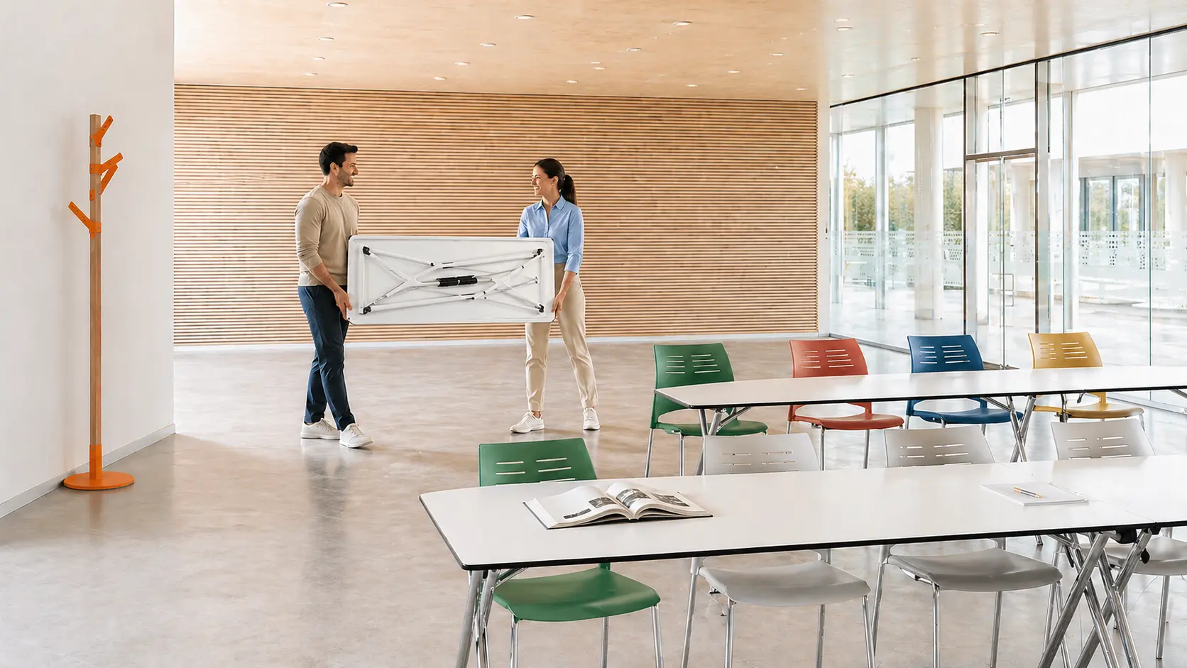 Mesa plegable Plek de Actiu en aula de formación