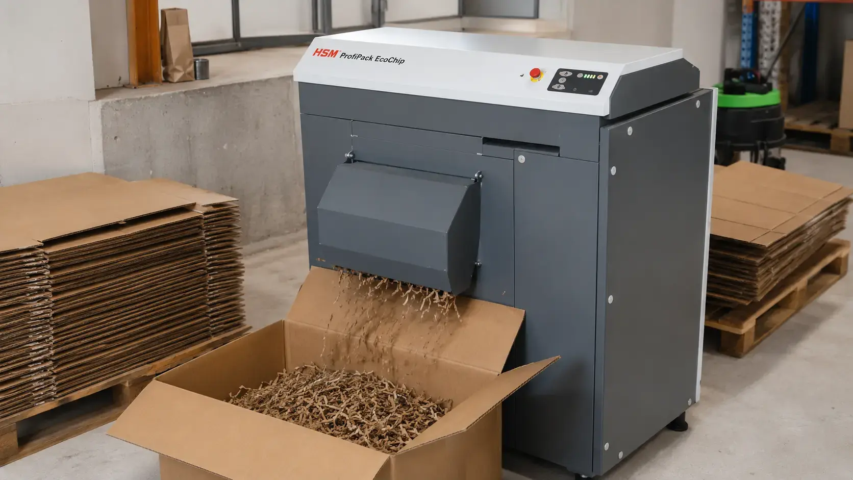 HSM Profipack Ecochip en el almacén de Grutinet