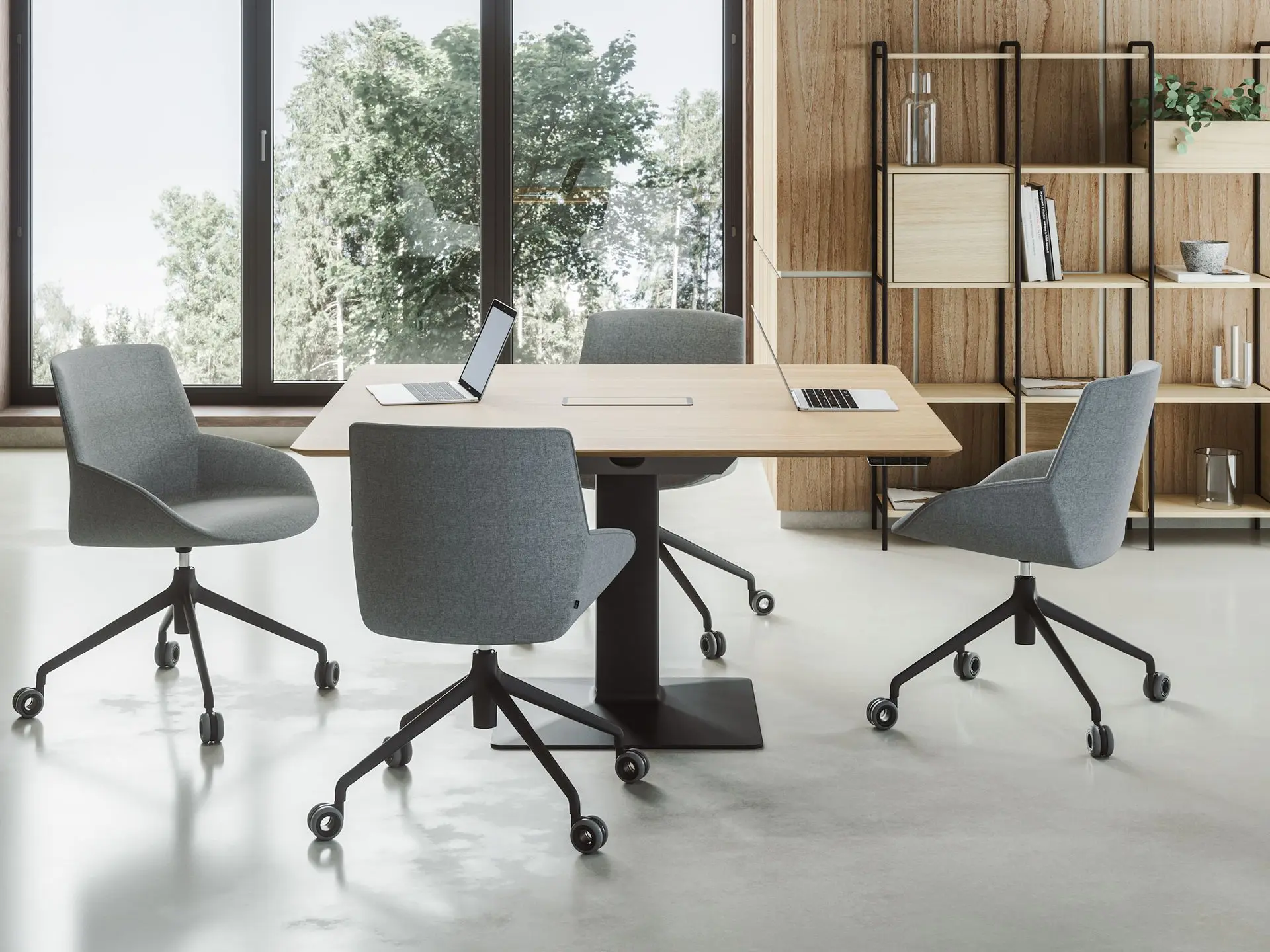 Mesa de reunión con cuatro sillas Noom
