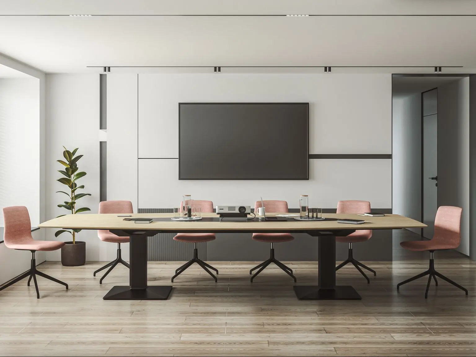 Sala de juntas con mesa Tabula y mesa Menssula