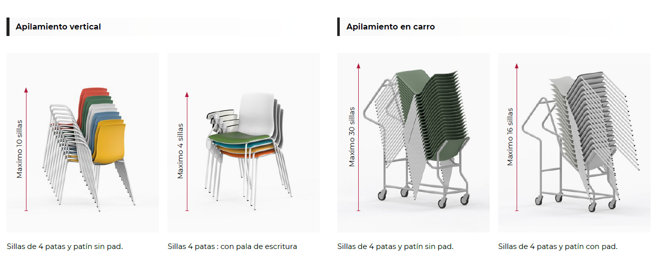 Sillas Noom 50 apiladas