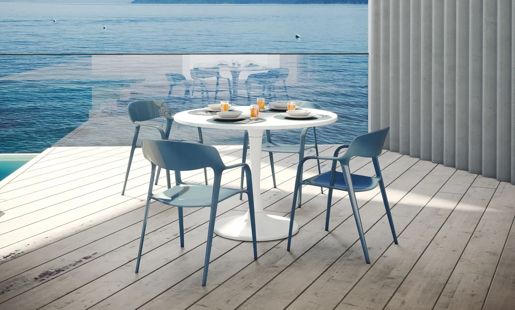 Crea espacios únicos con asientos de diseño Silla Karbon en terraza de crucero