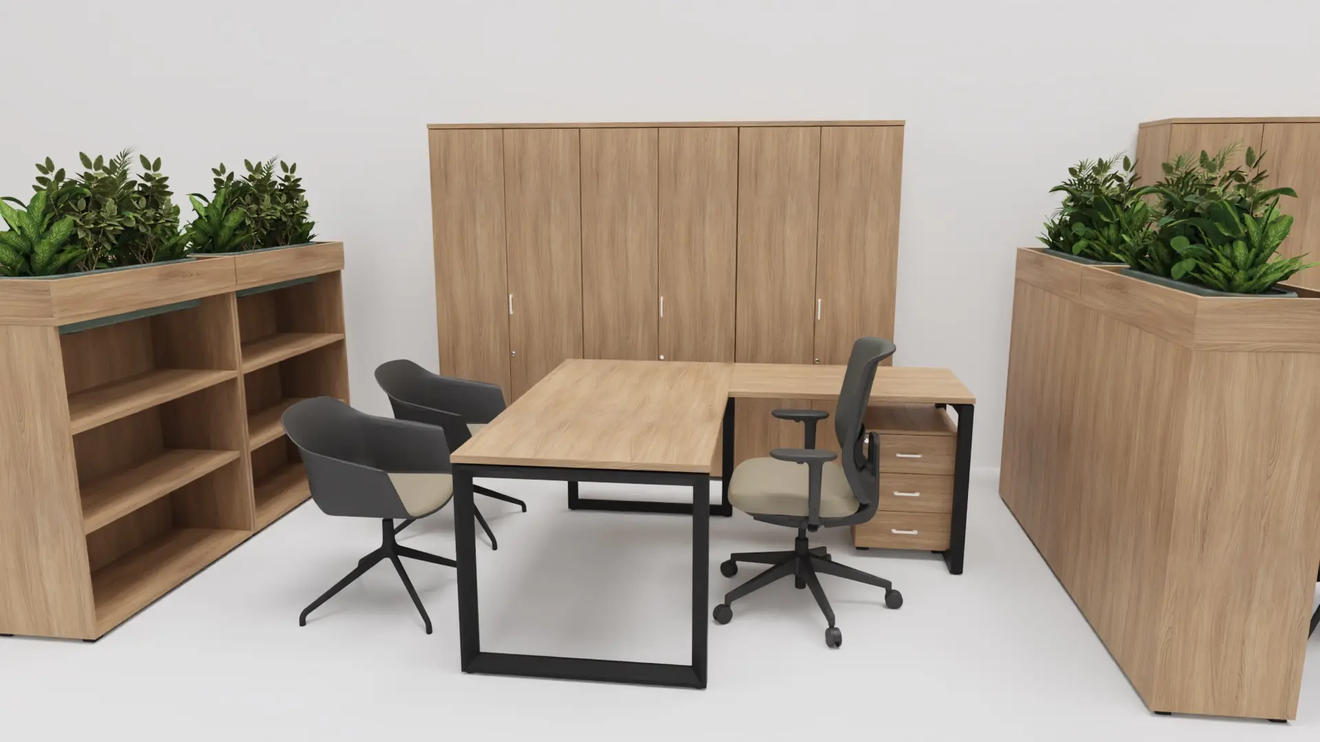 Diseño 3D de puesto de trabajo en notaría