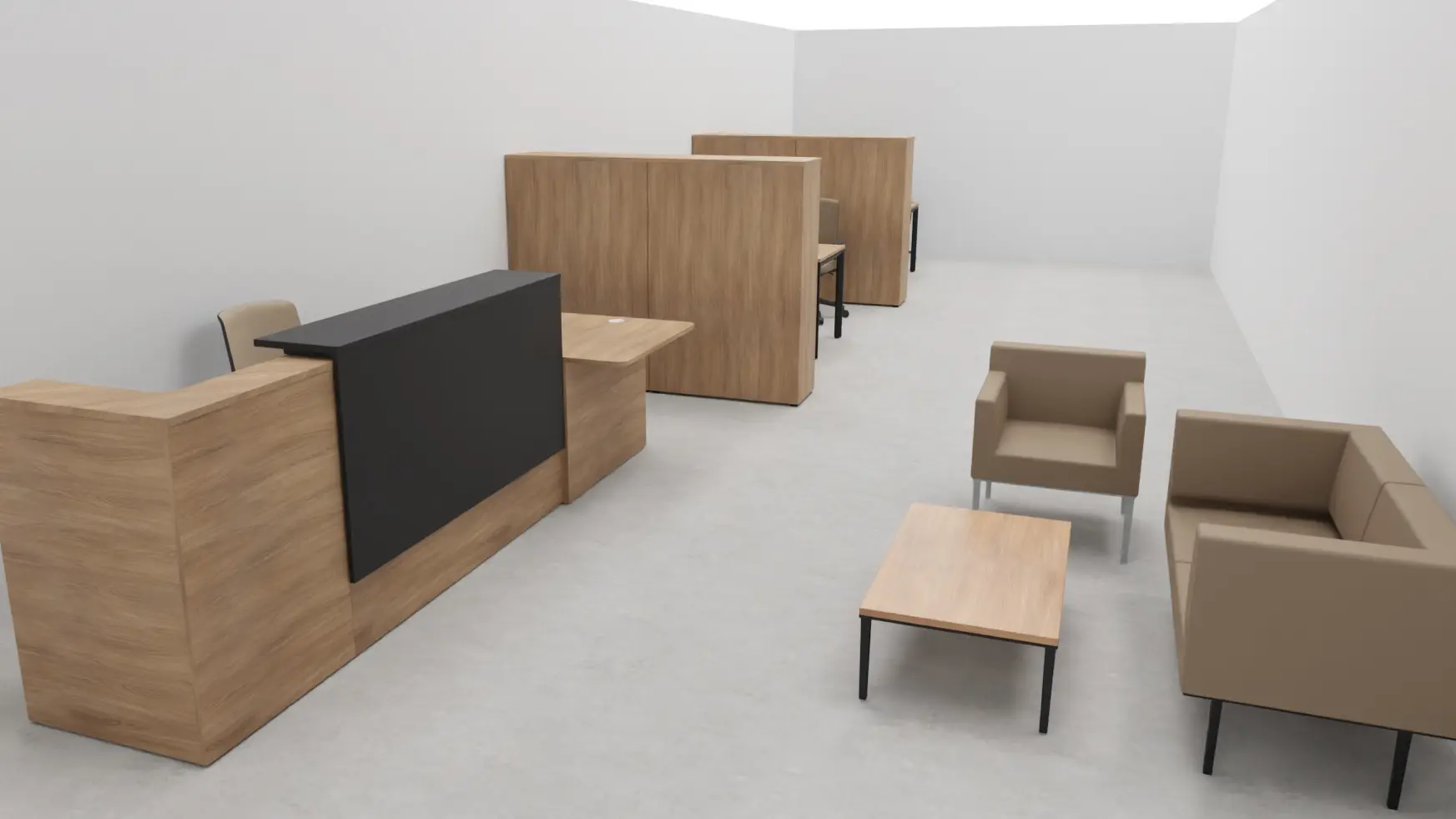 Diseño 3D de recepción de notaría