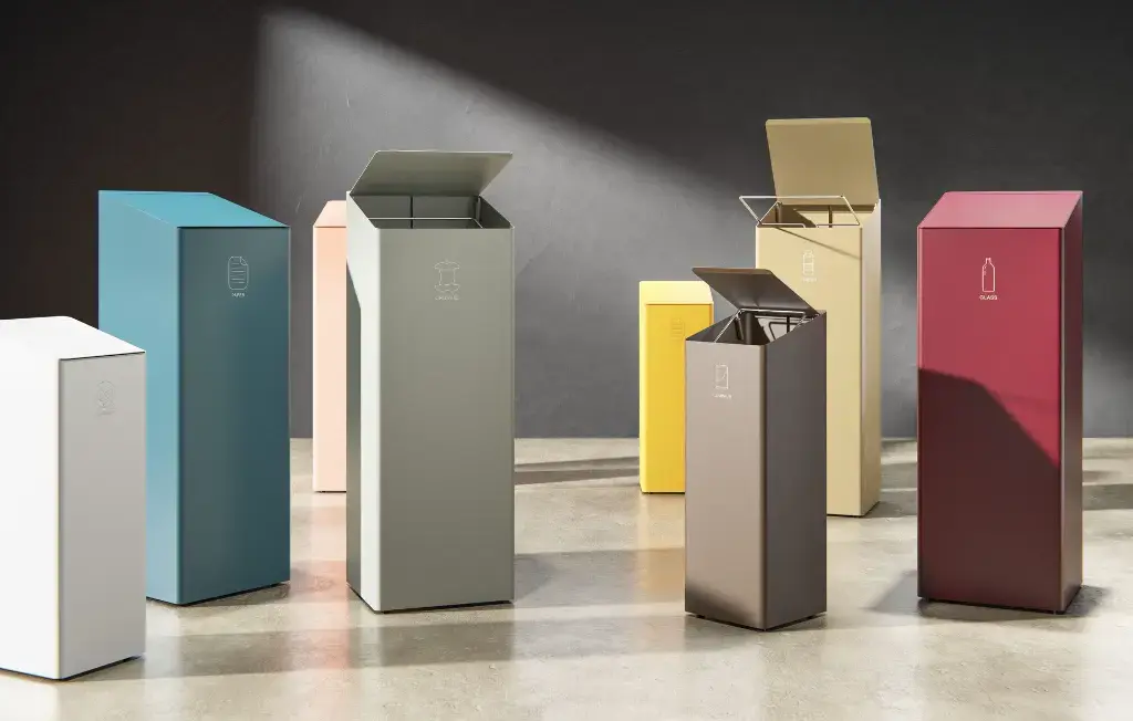 Papeleras metálicas de gran capacidad para espacios de alto tránsito