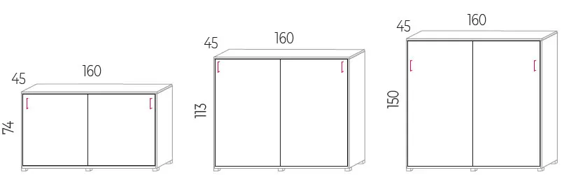 Medidas del armario Actiu de puerta corredera de 160 cm de ancho
