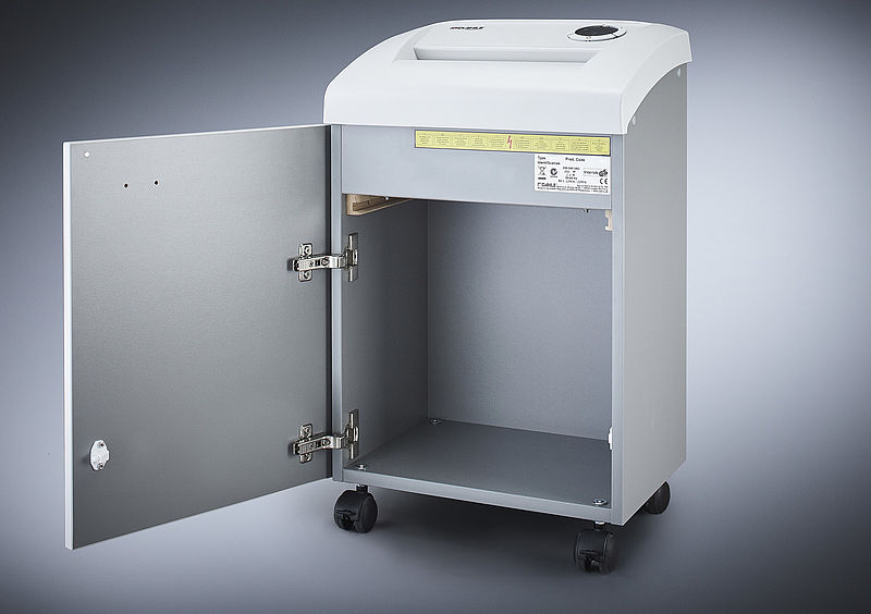 Puerta y mueble de madera de la destructora Dahle MHP 404 50214-12641 con corte en partículas 4 x 40 mm. con nivel de seguridad P-4