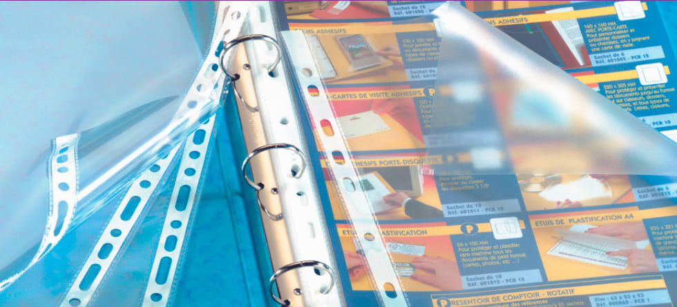 Fundas taladradas para insertar en carpetas de anillas