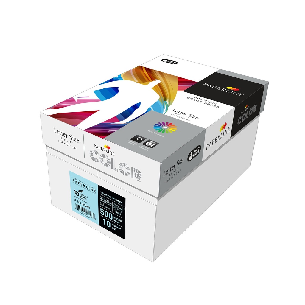 Caja de 5 paquetes de 500 hojas de papel en color azul claro