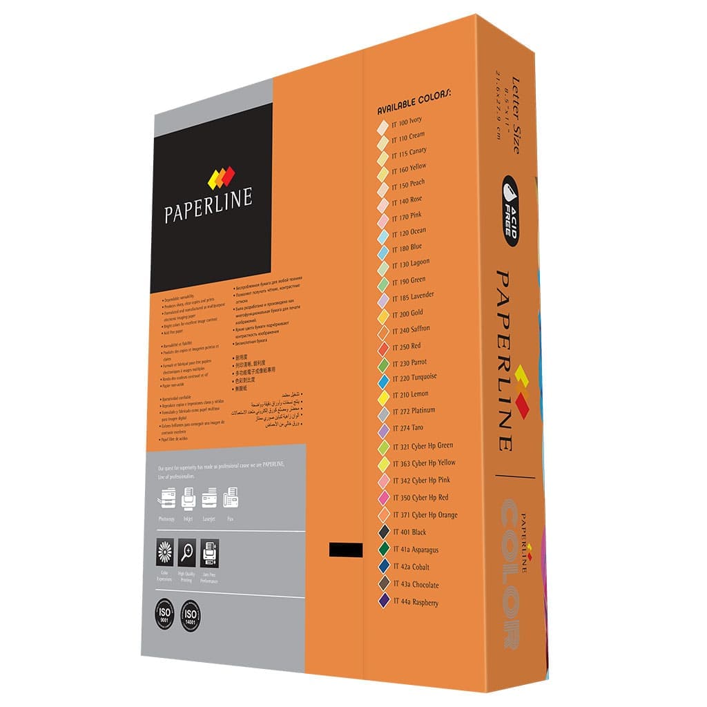 Paquete de 500 hojas de papel en color naranja