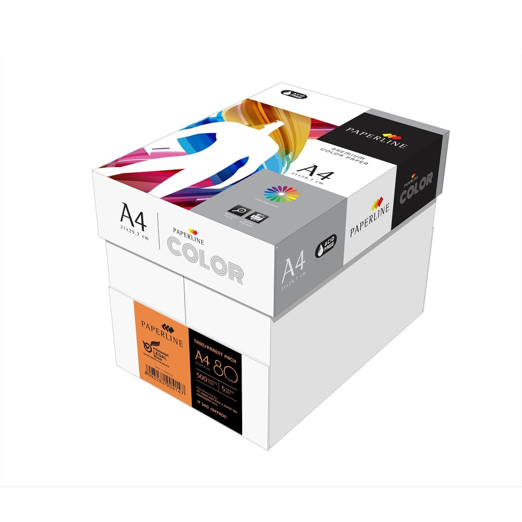 Caja de 5 paquetes de 500 hojas de papel en color naranja