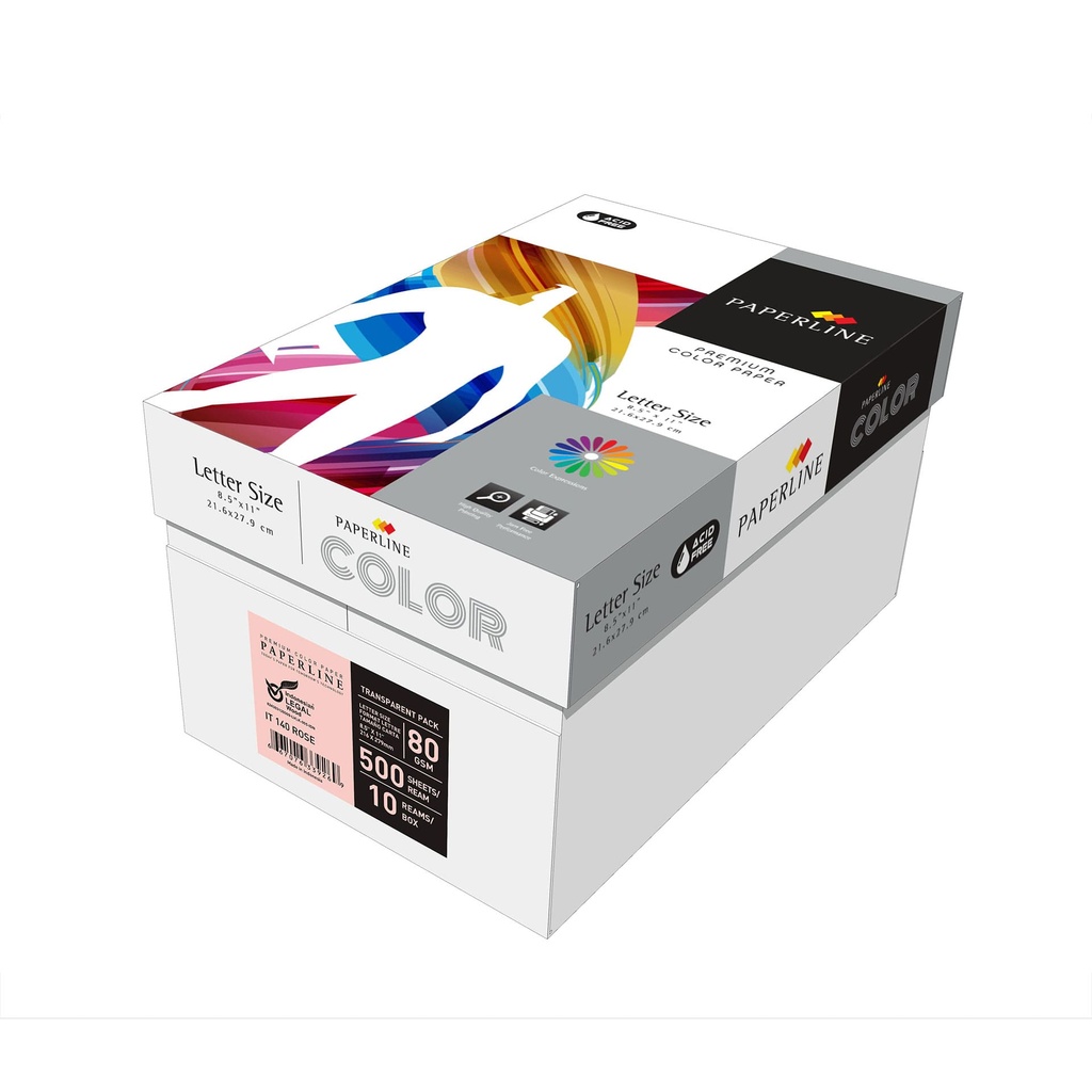 Caja de 5 paquetes de 500 hojas de papel en color rosa