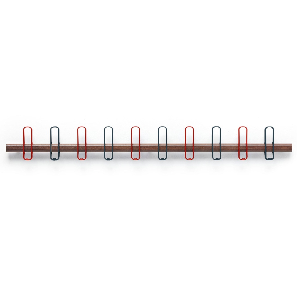 Perchero de pared Milard con colgadores en rojo y azul oscuro