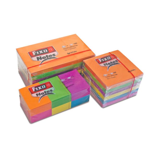 Notas de colores con adhesivo tipo pósit de marca Fixo al mejor precio