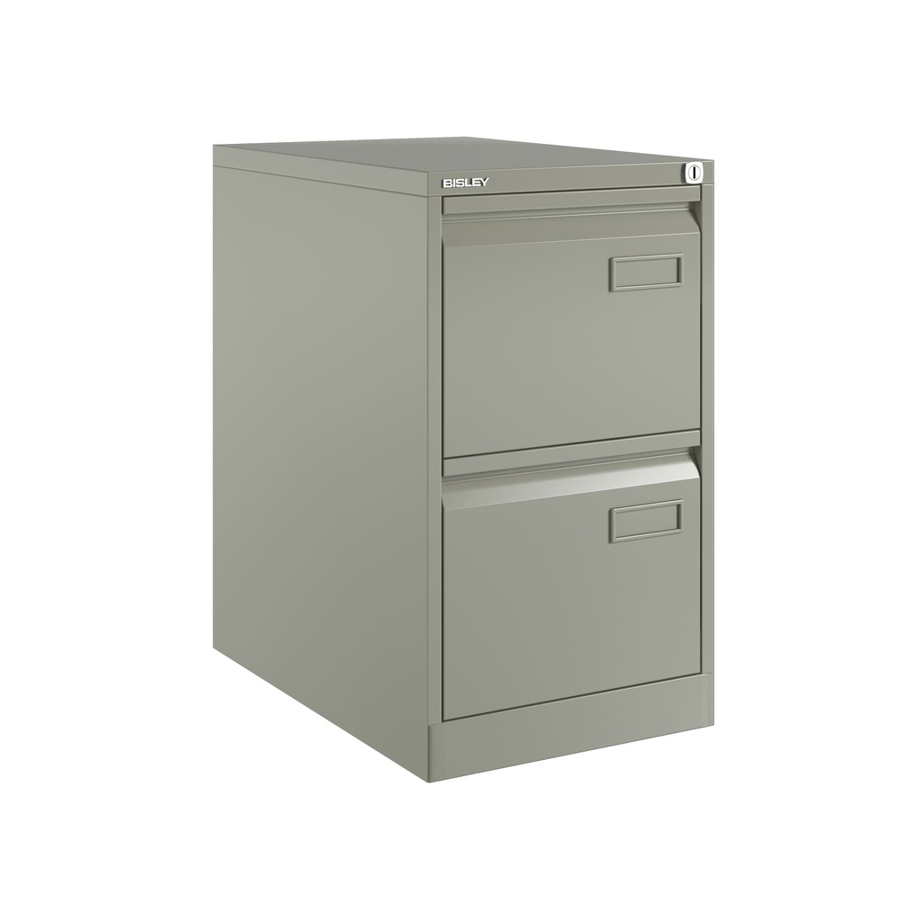 Archivador metálico de dos cajones para carpetas colgantes DIN-A4 en color gris medio