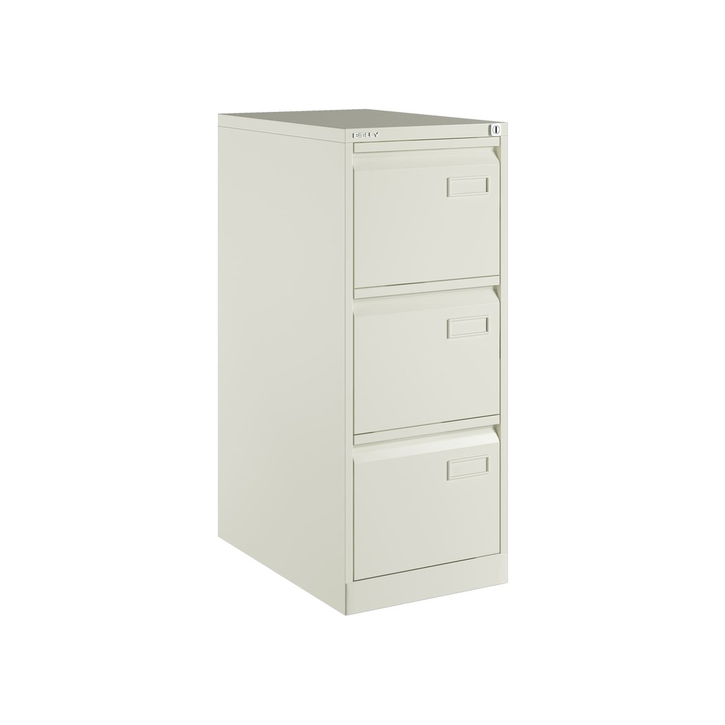 Archivador metálico de tres cajones para carpetas colgantes DIN-A4 en color blanco cálido