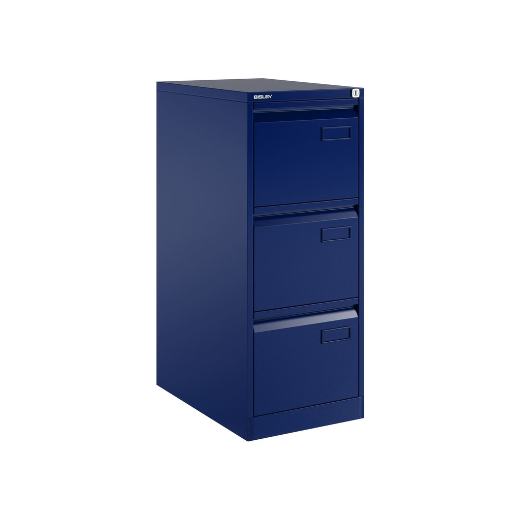 Archivador metálico de tres cajones para carpetas colgantes DIN-A4 en color azul oscuro