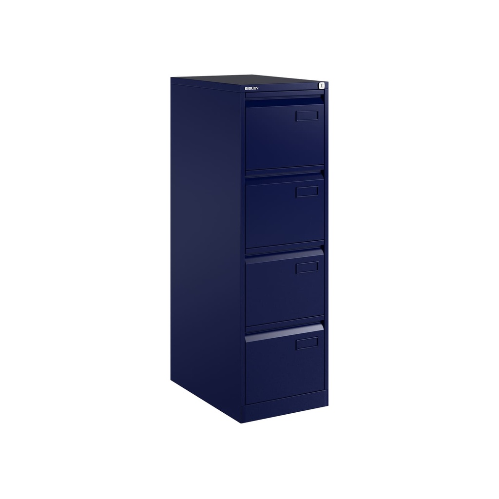 Archivador metálico de cuatro cajones para carpetas colgantes DIN-A4 en color azul oscuro