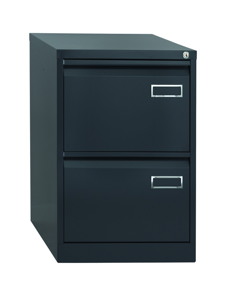 Archivador metálico de dos cajones para archivar carpetas colgantes Bisley PSF en color negro