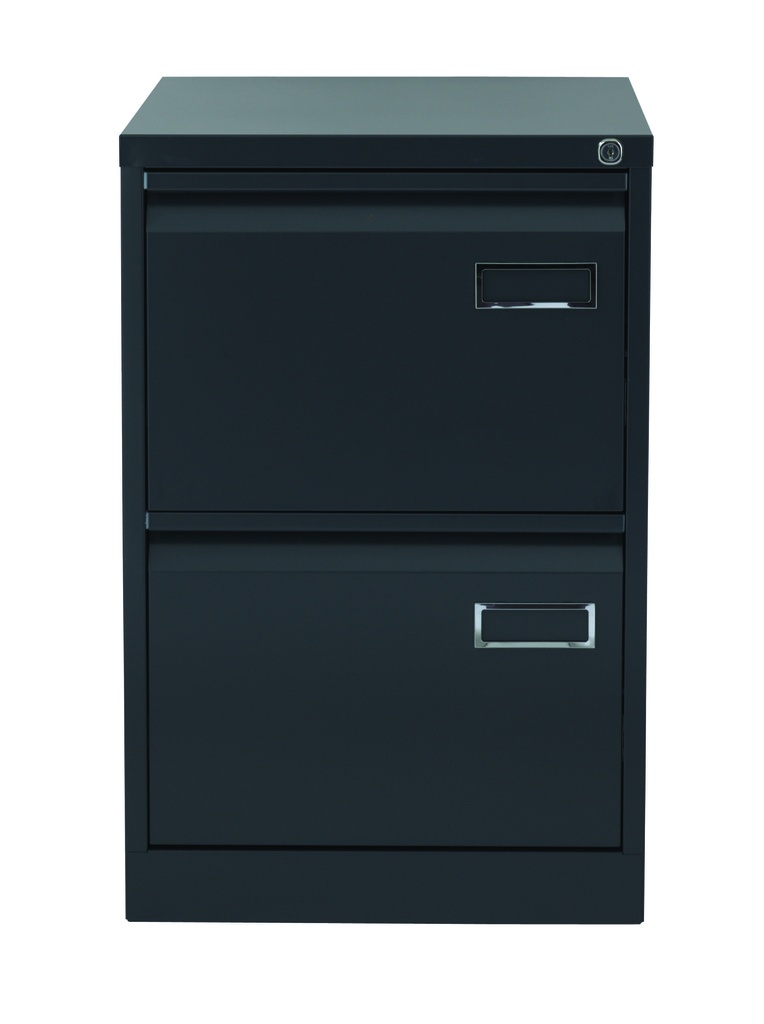 Archivador metálico de dos cajones para archivar carpetas colgantes Bisley PSF en color negro