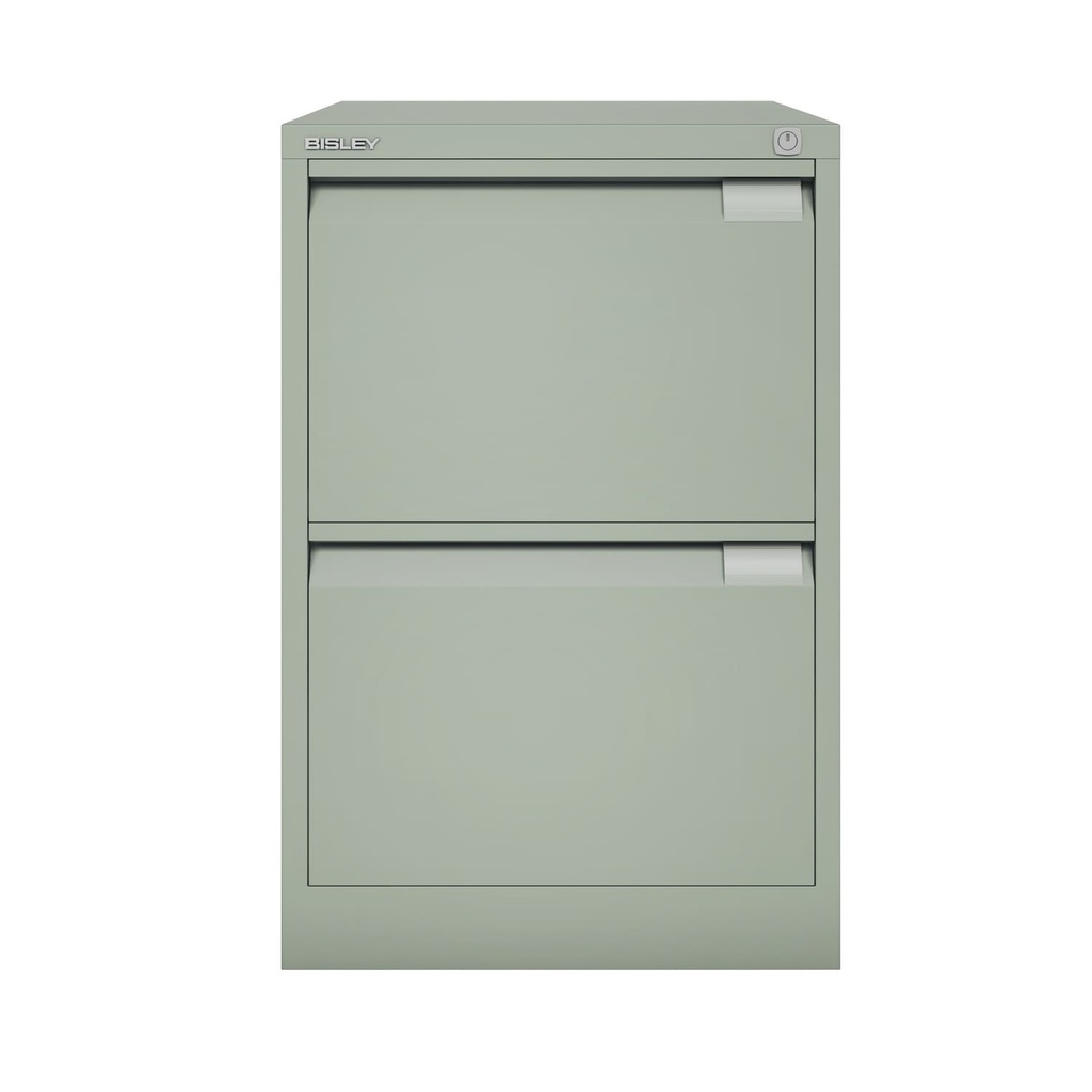 Archivador metálico Bisley BS Premium con dos cajones DIN-A4 para clasificar carpetas colgantes en color gris cemento