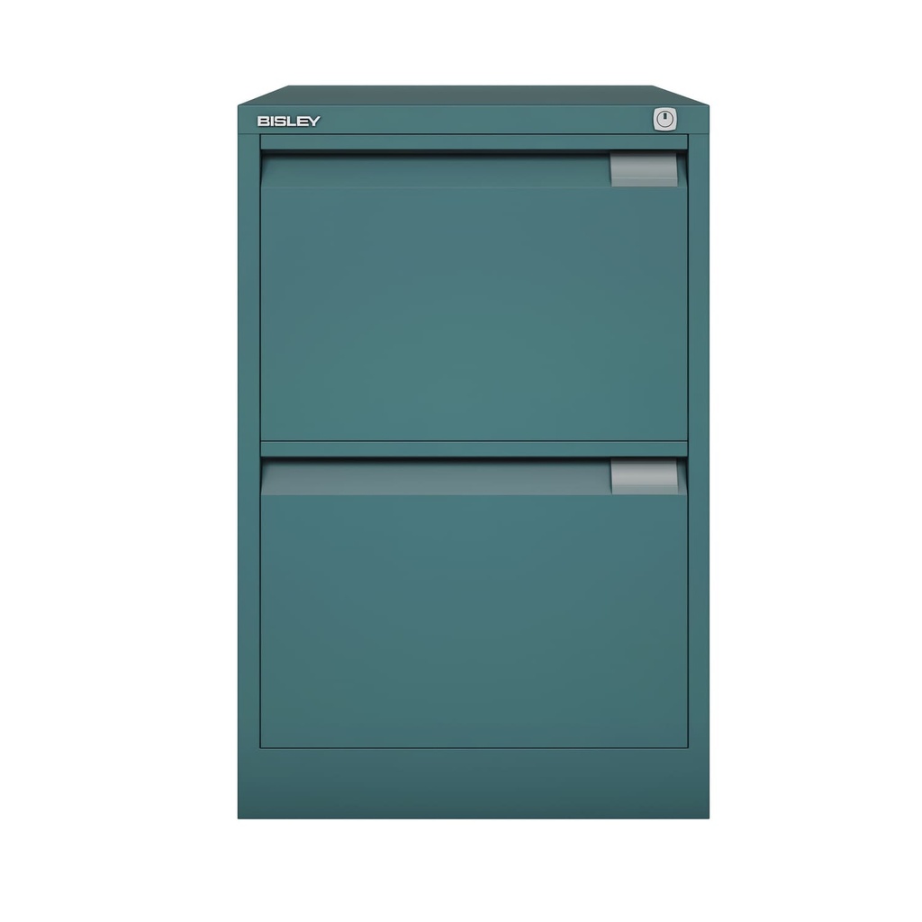 Archivador metálico Bisley BS Premium con dos cajones DIN-A4 para clasificar carpetas colgantes en color azul